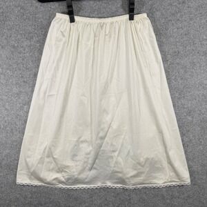 Vanity Fair Half Slip Women M Ivory Lace Trim Silky Nylon Skirt Slip 11-744